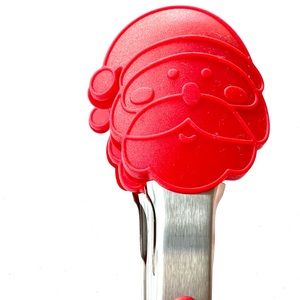 2 Red Silicone Santa Claus Kitchen Tongs Christmas Baking